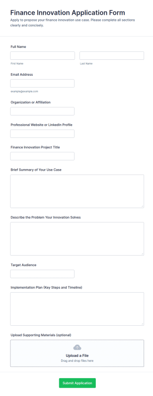 Finance Innovation Application Form Template