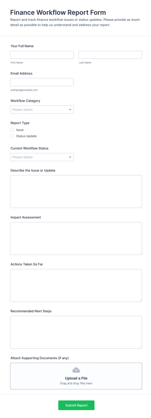 Finance Workflow Report Form Template