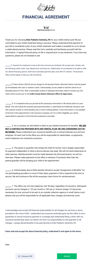 Financial Agreement Template
