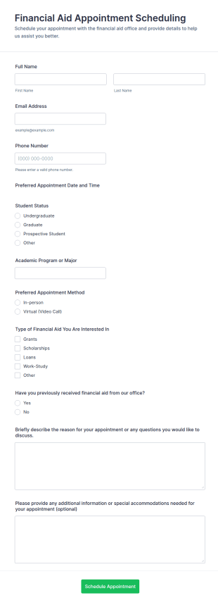Financial Aid Appointment Scheduling Form Template