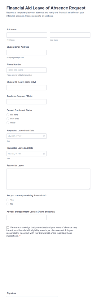Financial Aid Leave Of Absence Request Form Template