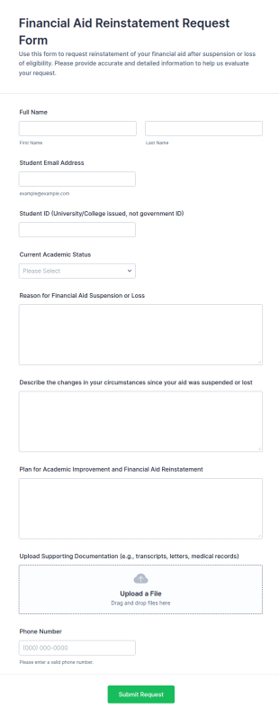 Financial Aid Reinstatement Request Form Template