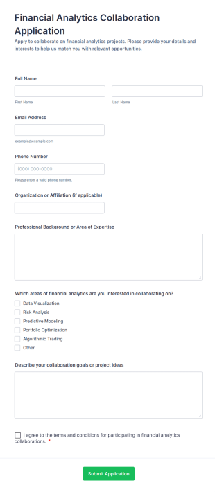 Financial Analytics Collaboration Application Form Template