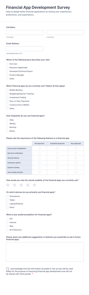Financial App Development Survey Form Template
