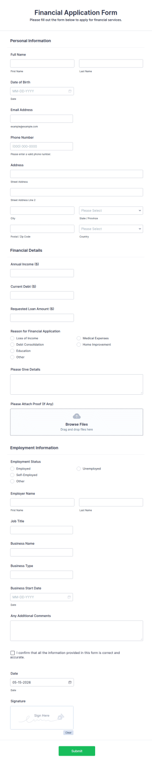 Financial Application Form Template