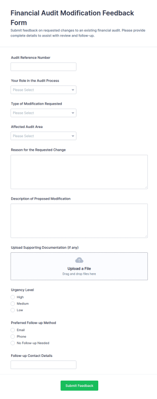 Financial Audit Modification Feedback Form Template