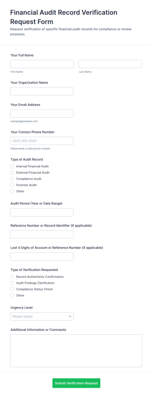 Financial Audit Record Verification Request Form Template