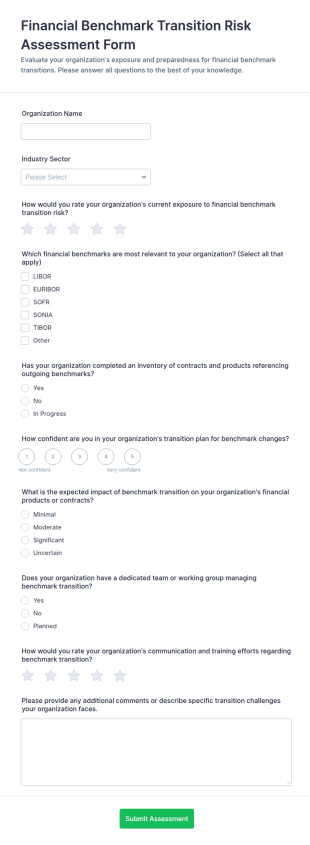 Financial Benchmark Transition Risk Assessment Form Template