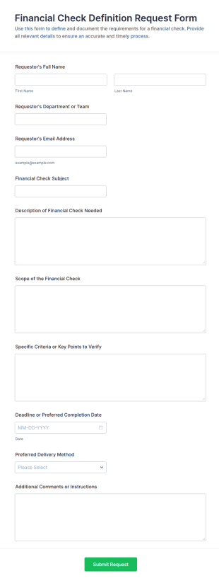 Financial Check Definition Request Form Template