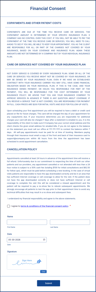 Financial Consent Form Template