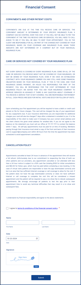Financial Consent Form Template