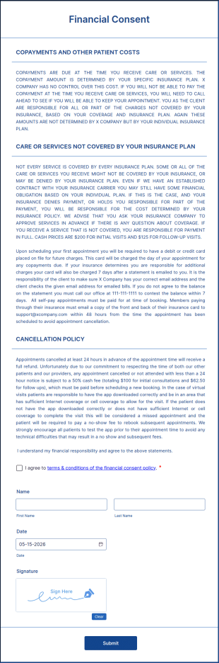 Financial Consent Form Template