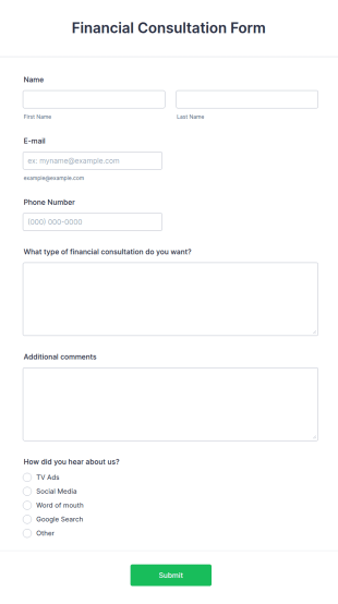 Financial Consultation Form Template