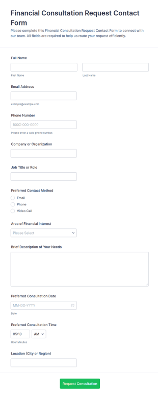 Financial Consultation Request Form Template