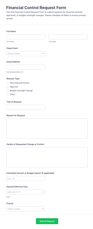 Financial Control Request Form Template