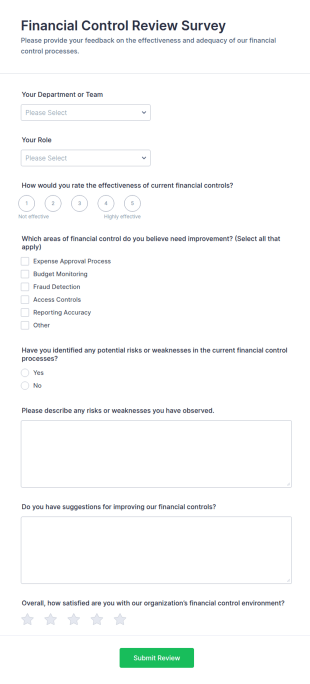 Financial Control Review Survey Form Template