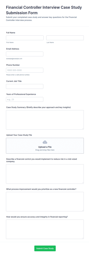 Financial Controller Interview Case Study Submission Form Template