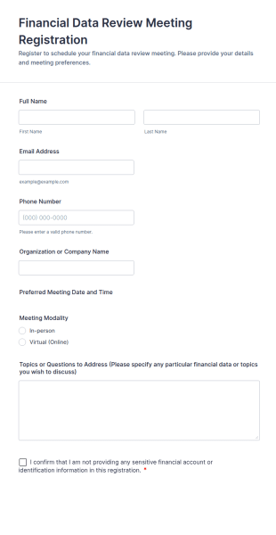 Financial Data Review Meeting Registration Form Template