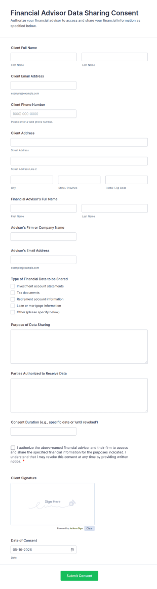Financial Data Sharing Consent Form Template