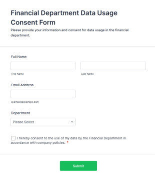 Financial Department Data Usage Consent Form Template