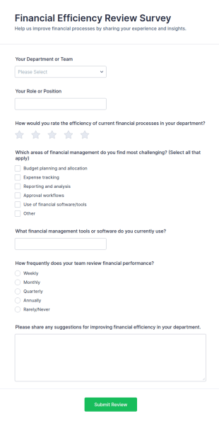 Financial Efficiency Review Survey Form Template