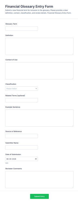 Financial Glossary Entry Form Template