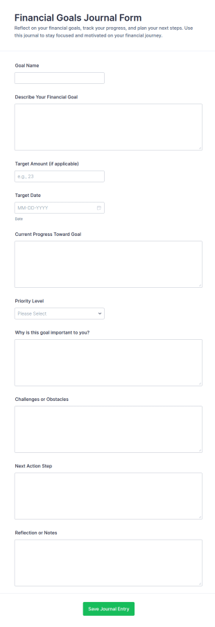 Financial Goals Journal Form Template
