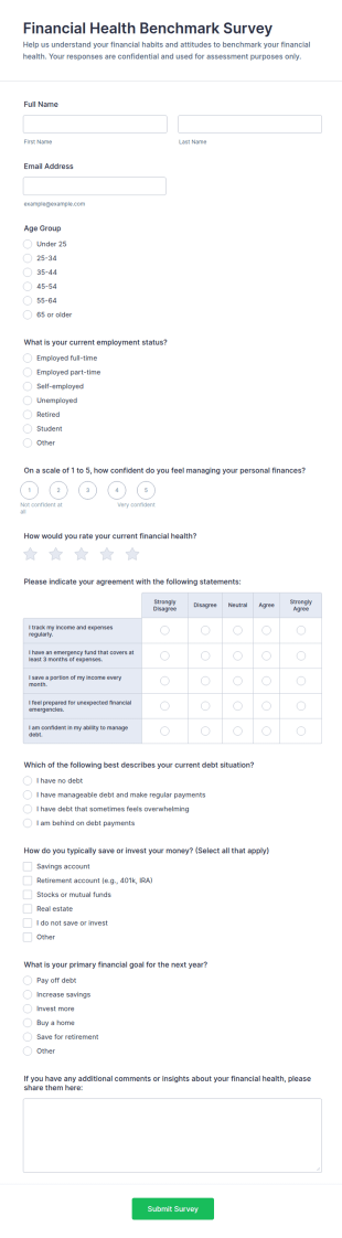 Financial Health Benchmark Survey Form Template