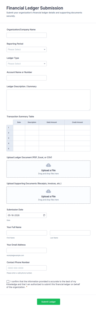 Financial Ledger Submission Form Template