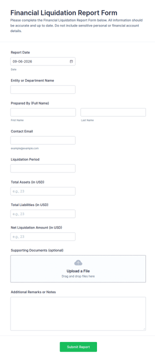 Financial Liquidation Report Form Template