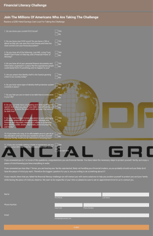Financial Literacy Challenge Form Template