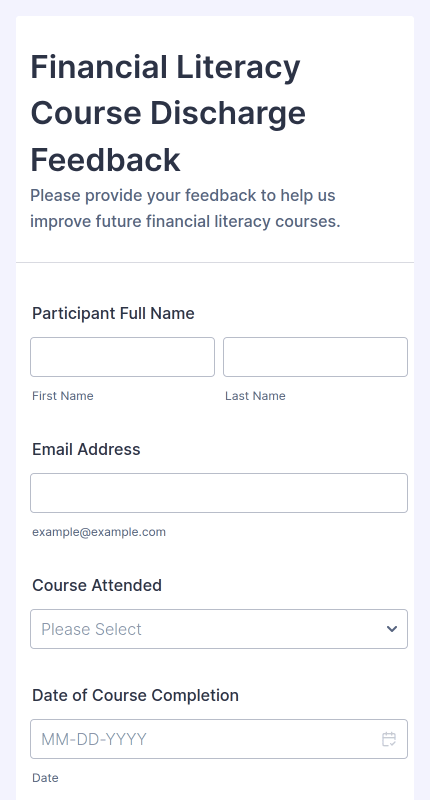 Financial Literacy Course Discharge Feedback
