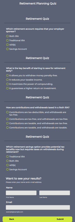 Financial Literacy Test Form Template