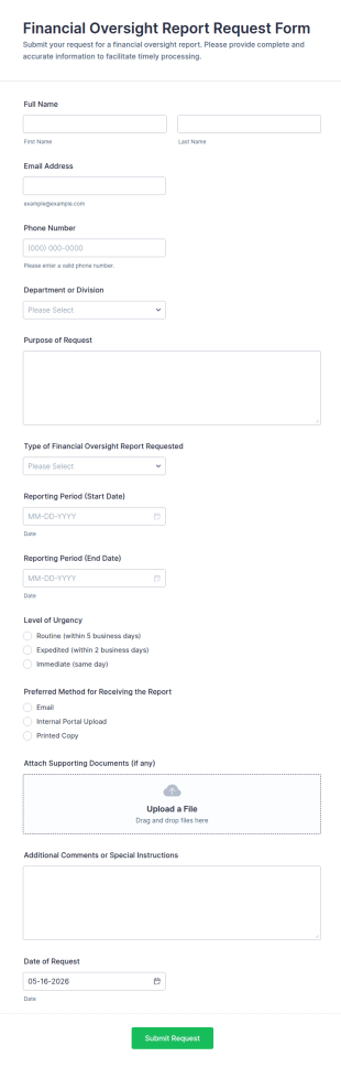 Financial Oversight Report Request Form Template