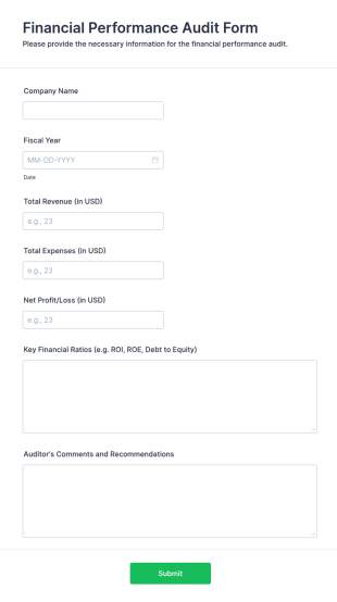 Financial Performance Audit Form Template