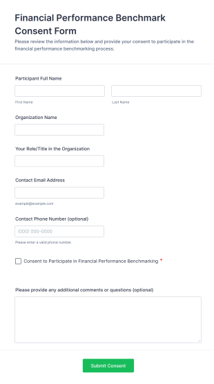 Financial Performance Benchmark Consent Form Template