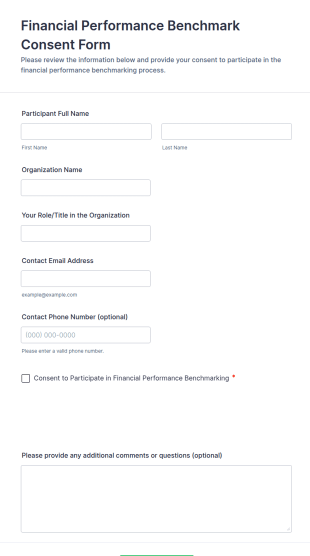 Financial Performance Benchmark Consent Form Template