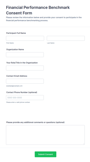 Financial Performance Benchmark Consent Form Template
