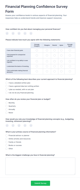 Financial Planning Confidence Survey Form Template