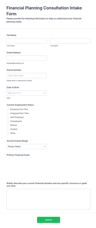 Financial Planning Consultation Intake Form Template