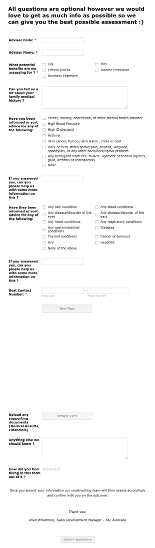 Financial Planning Insurance Pre Assessment Form Template
