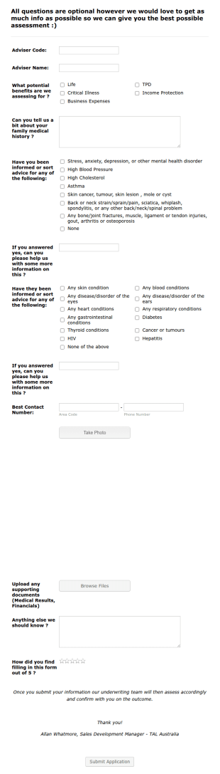 Financial Planning Insurance Pre Assessment Form Template