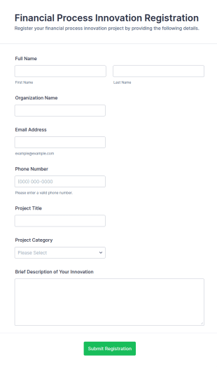 Financial Process Innovation Registration Form Template