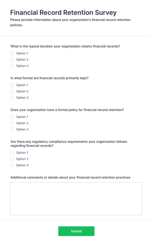 Financial Record Retention Survey Form Template
