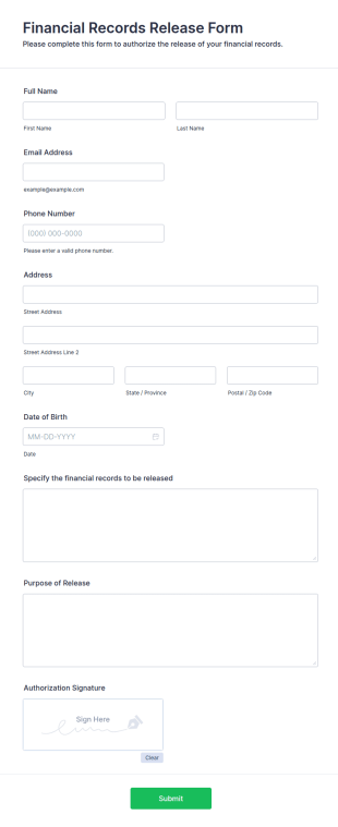 Financial Records Release Form Template