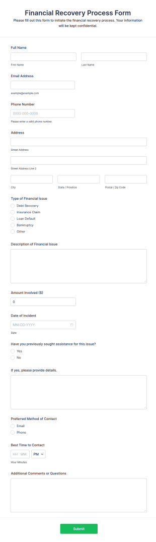 Financial Recovery Process Form Template