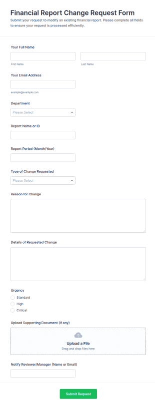 Financial Report Change Request Form Template