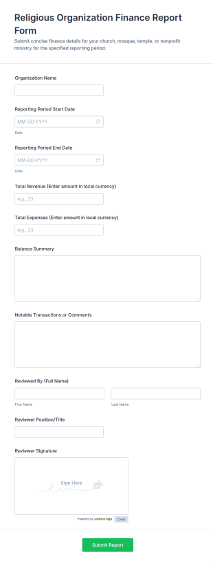 Financial Report Form Template