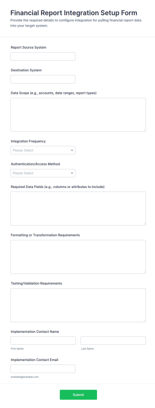 Financial Report Integration Setup Form Template