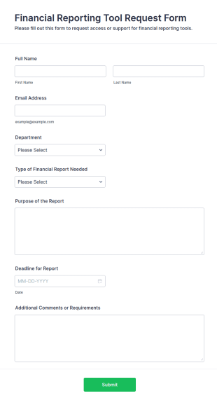 Financial Reporting Tool Request Form Template